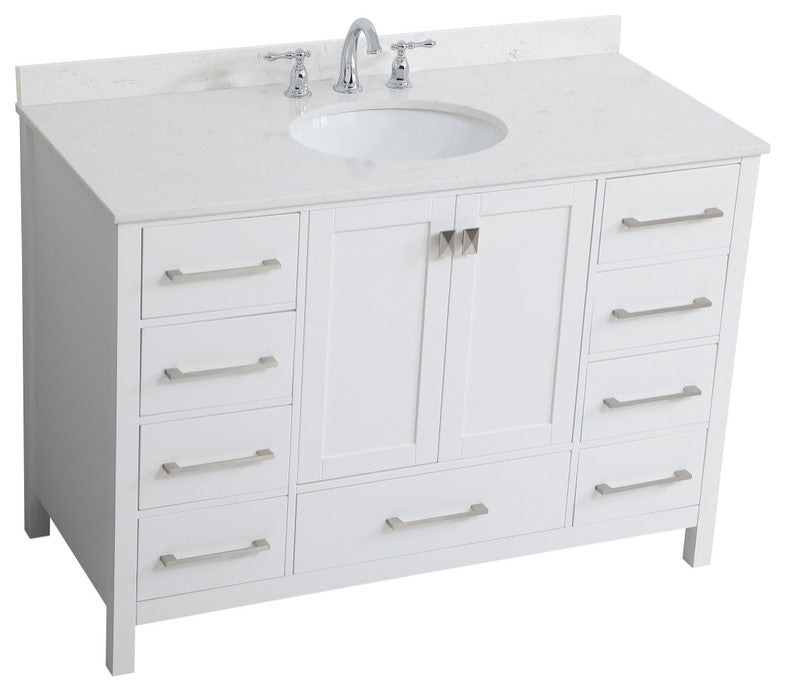 Iris 48" Single Bathroom Vanity, White With Backsplash