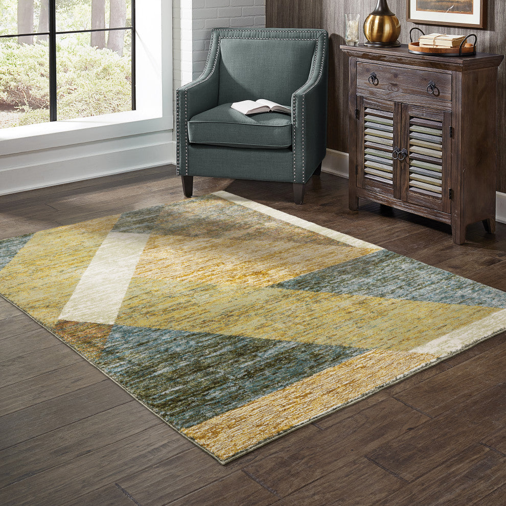 Sadie Angles Power-Loomed Area Rug, Gold/Blue, 3'3"x5'2"