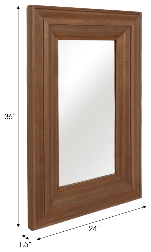 Wood Frame 24x36" Wall Mirror, Brown