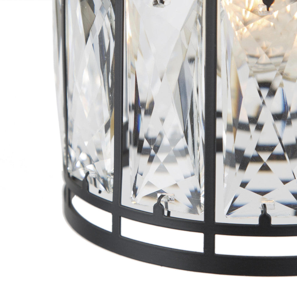 LNC Modern/Contemporary Crystal Black Ceiling Lighting, 5.5" Width, 1-Light Pendant