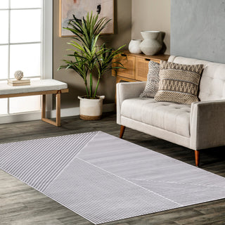 Low-Pile Faron Gray/Ivory Rug, Gray, 6'5"x9'5"