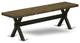 X-Style 15X60 In Dining Bench, Black Leg, Distressed Jacobean 418 Top Finish