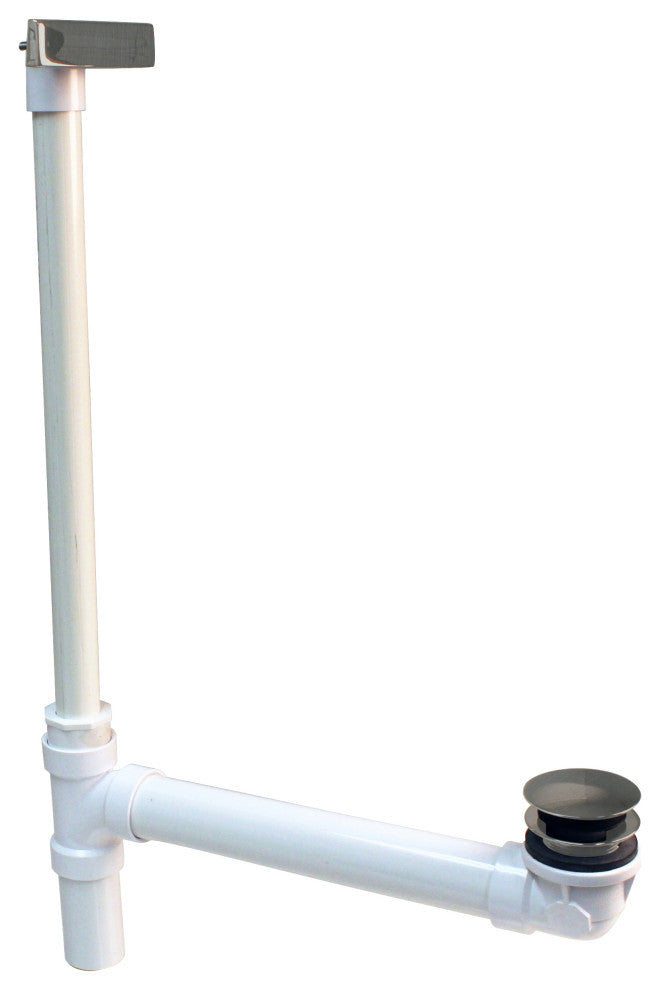 Hidden Linear Overflow Sch. 40 PVC Tub Waste, ADA Approved Tip-Toe, Satin Nickel