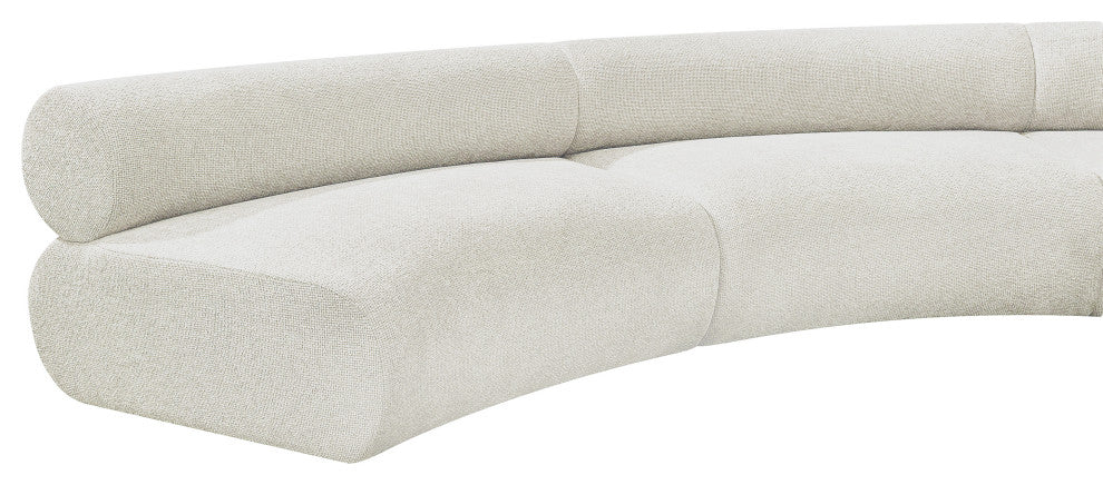 Bale Cream Chenille Fabric Modular Sofa, Cream, 3-Piece, Arc Shaped