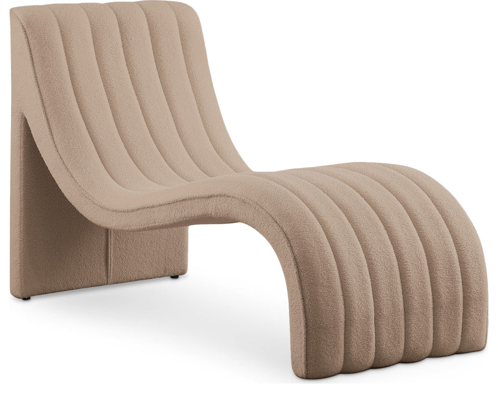 Orian Teddy Fabric Upholstered Chaise, Beige