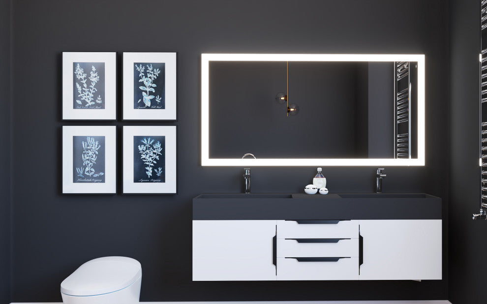 Smart Angelina Dimmable LED Bathroom Mirror with Voice Control, 60" x 30"