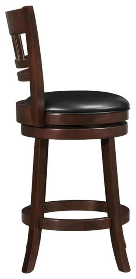 Pemberly Row Faux Leather Swivel Counter Stool in Dark Cherry
