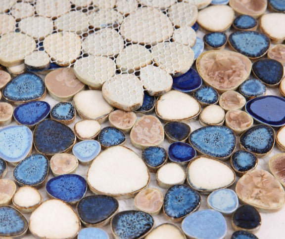 Mosaic Porcelain Tile Mancala Pebble Series - Seaworld - Pool Rated
