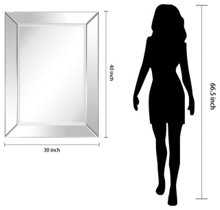 Modern Beveled Rectangle Wall Mirror, 1"-Beveled Center Mirror, 40"x 30"