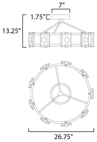 Maxim 39530 Radiant 9 Light 27" LED Drum Ceiling Light - Black / Gold Leaf /