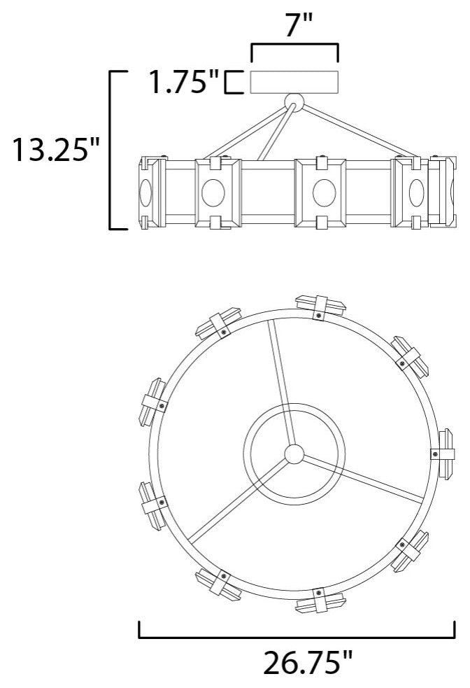 Maxim 39530 Radiant 9 Light 27" LED Drum Ceiling Light - Black / Gold Leaf /