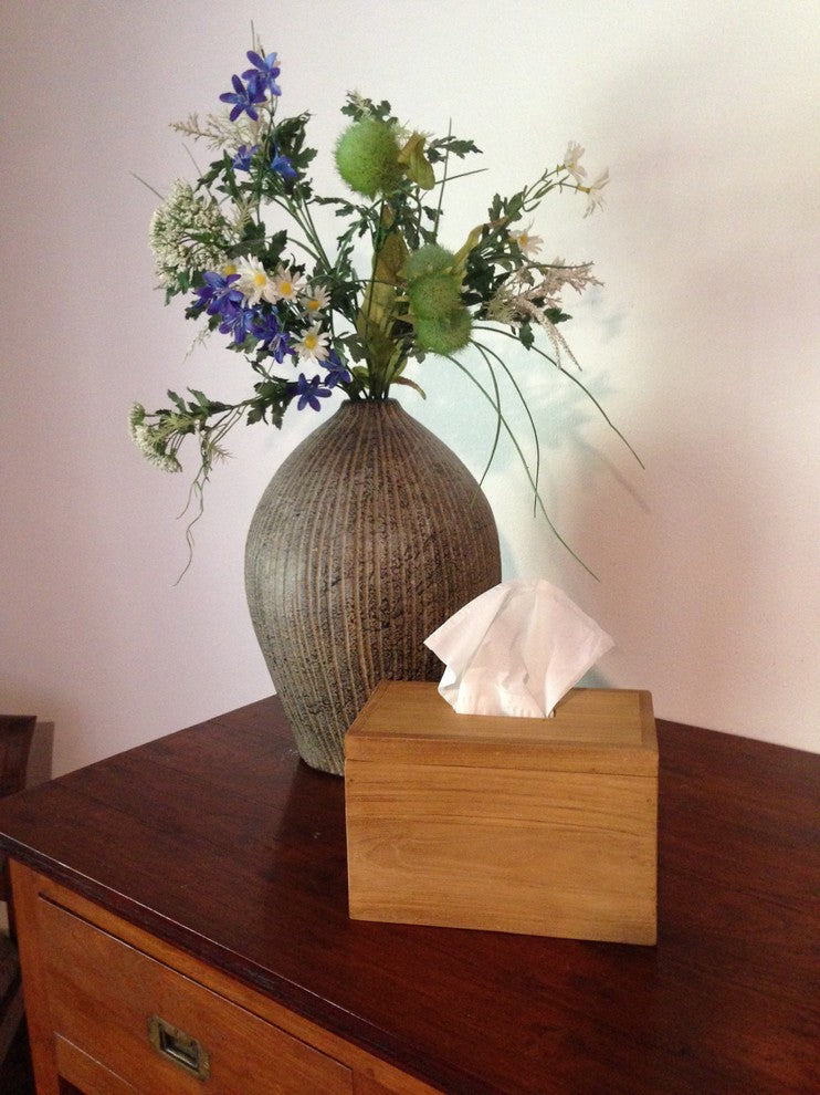 Rectangular Recycled Teak Wood Tissue Holder