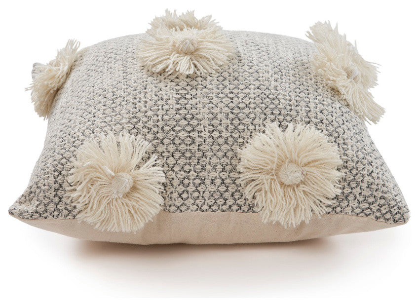Gray Tassle Throw Pillow