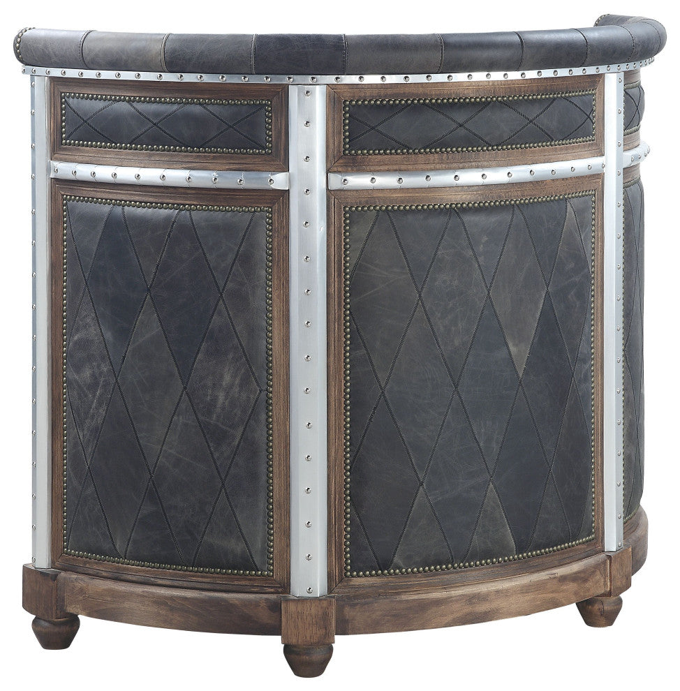 ACME Rahma Bar Table in Antique Ebony Top Grain Leather