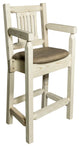 Homestead Captain's Bar Stool, Buckskin Upholstery, Clear Lacquer Finish