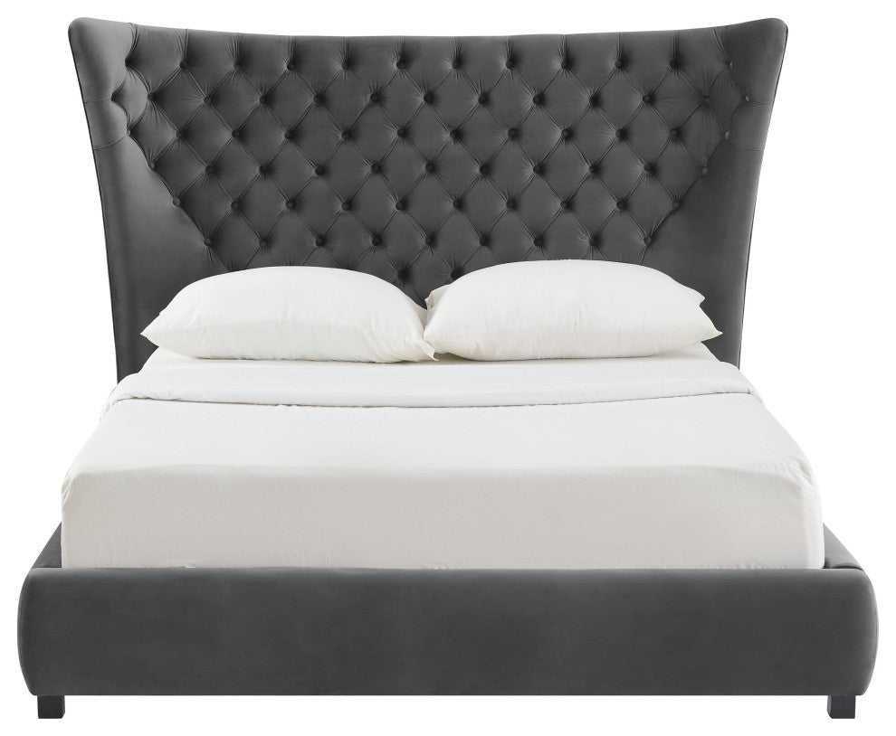 Sassy Gray Velvet King Bed