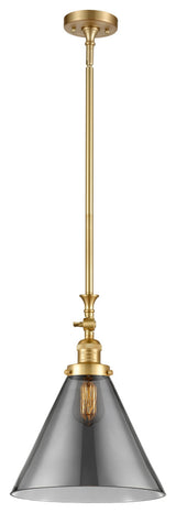 X-Large Cone 1 Light Mini Pendant, Satin Gold, Plated Smoke