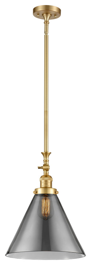 X-Large Cone 1 Light Mini Pendant, Satin Gold, Plated Smoke