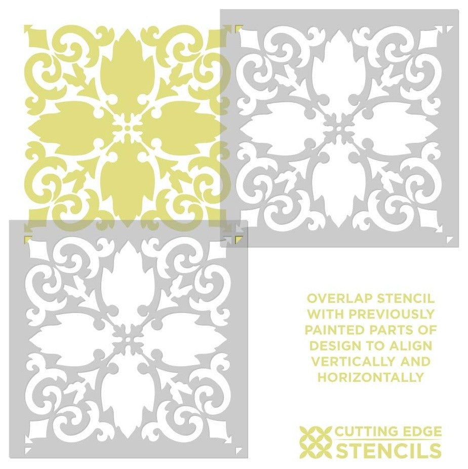Casa Verde Tile Stencil, DIY Faux Tiles, Cement Tile Stencils, Small