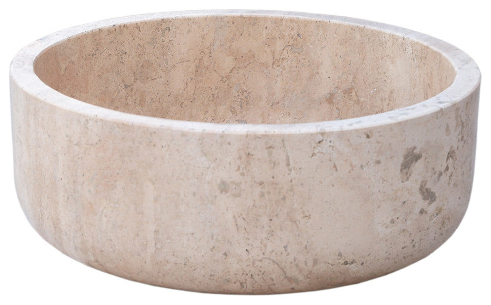 Natural Stone Beige Travertine Vessel Sink Honed  (D)16" (H)6"