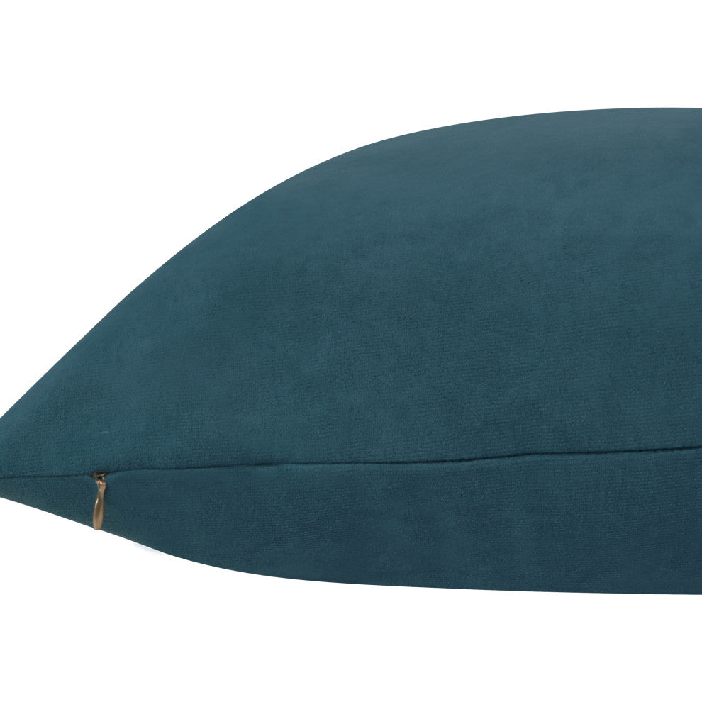 Delara Set of 1 Velvet 20x20", Cushion Cover, Teal Blue, Pillow Cover Only
