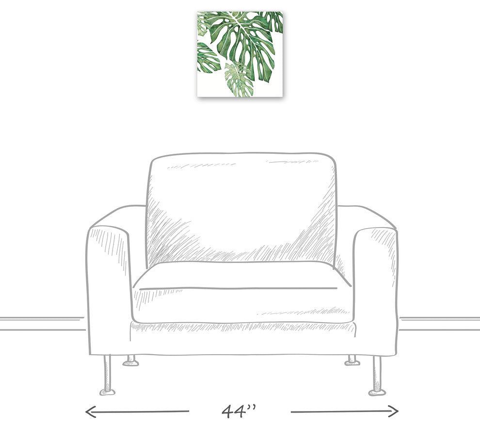 Green Tropical Leaves 12x12 Canvas Wall Art