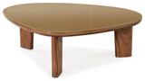 Oani Walnut and Glass Coffee Table, Triangular