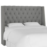 Williams Queen Nail Button Tufted Wingback Headboard, Linen Gray