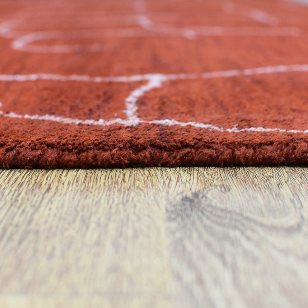 HAND KNOTTED LOOM SILK ECO-FRIENDLY RUG-6'x9',Rectangle,Red White,Contempor