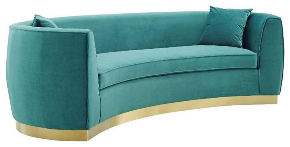 Teal Resolute Curved Performance Velvet Sofa