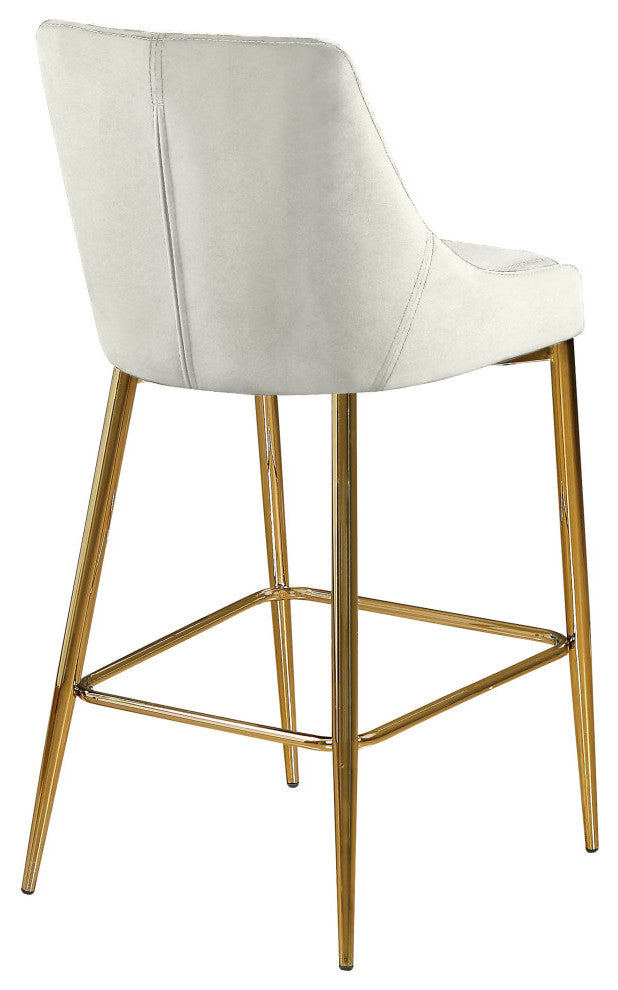 Karina Velvet Stool (Set of 2), Cream, Gold Base