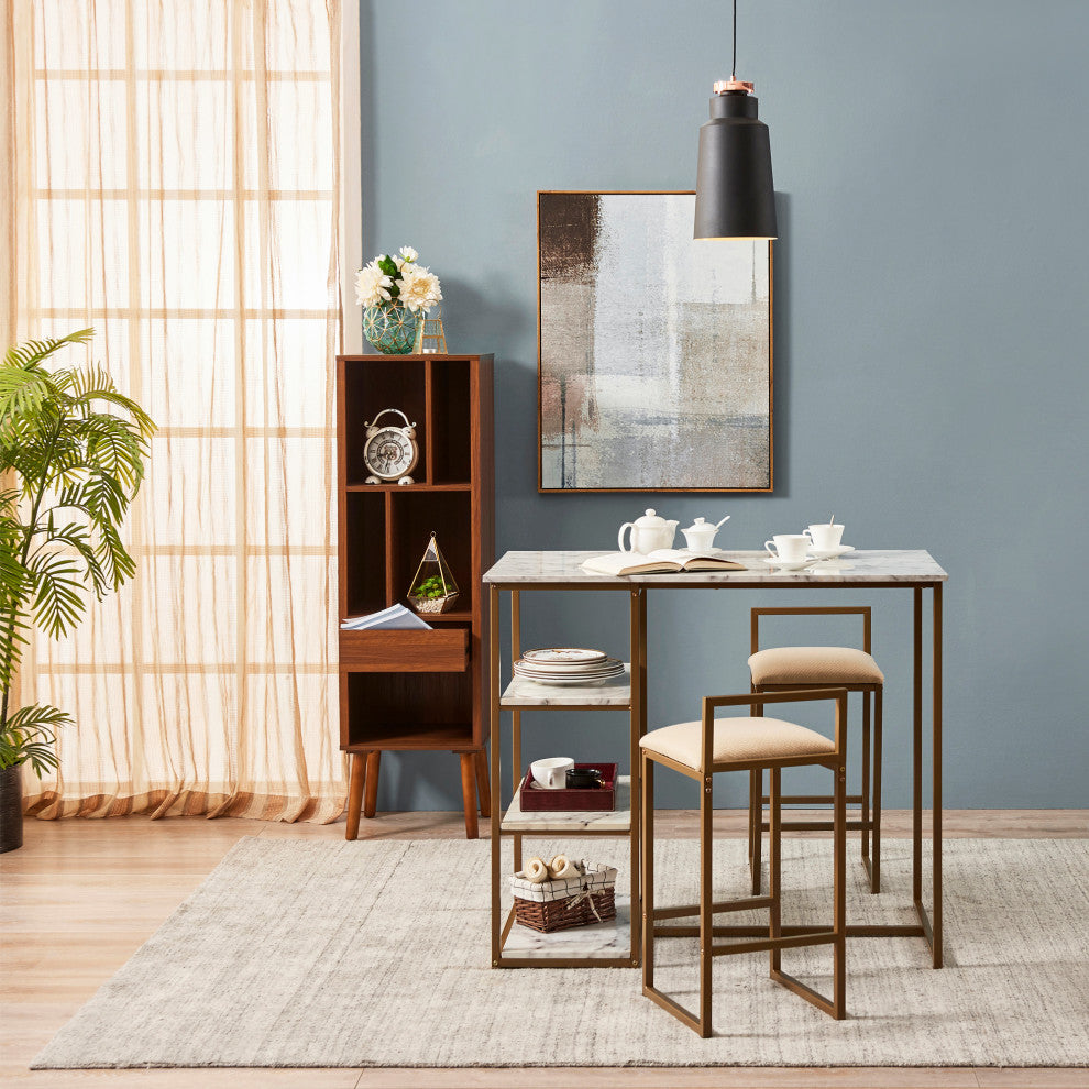 Breakfast Table Dining Set, Brass Finish