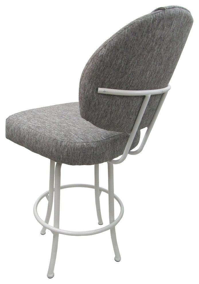 Swivel Counter Bar Stool, Mojave Gray, White Metal Frame, 26"