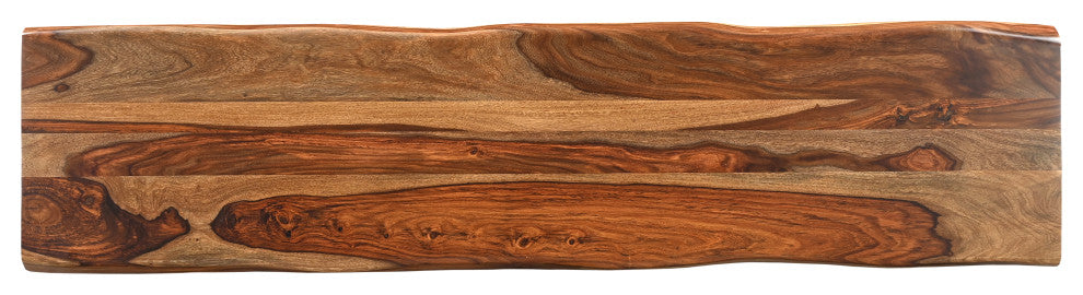 Damian 68" Live Edge Wood Dining Bench, Brown, 75"