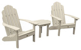 2 Classic Westport Adirondack Chairs with Side Table, Whitewash