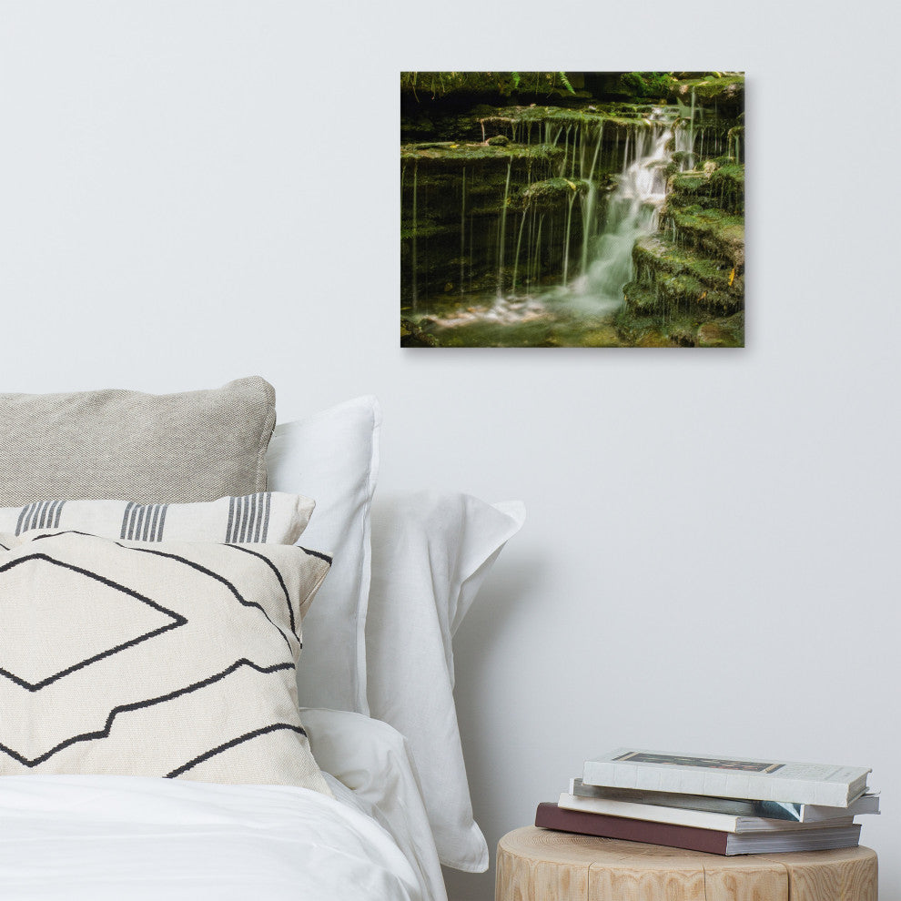 Pixley Falls 1 Rural Waterfall Landscape Photo Canvas Wall Art Print, 16" X 20"