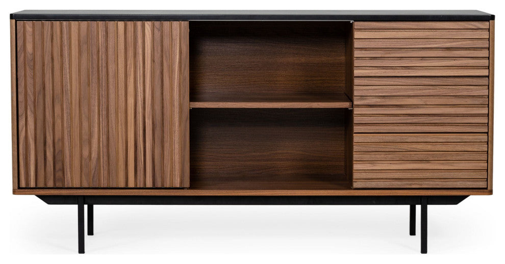 Modrest Maggie Modern Walnut and Grey Buffet