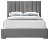 Pierce Linen Textured Fabric Upholstered Bed, Gray, King