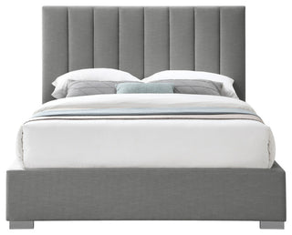 Pierce Linen Textured Fabric Upholstered Bed, Gray, King