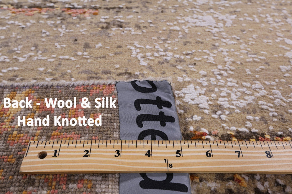 4' 0" X 6' 1" Wool and Silk Modern Handmade Rug Q7135