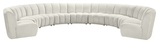 Infinity Channel Tufted Velvet Modular Chair, Cream, 9 Piece