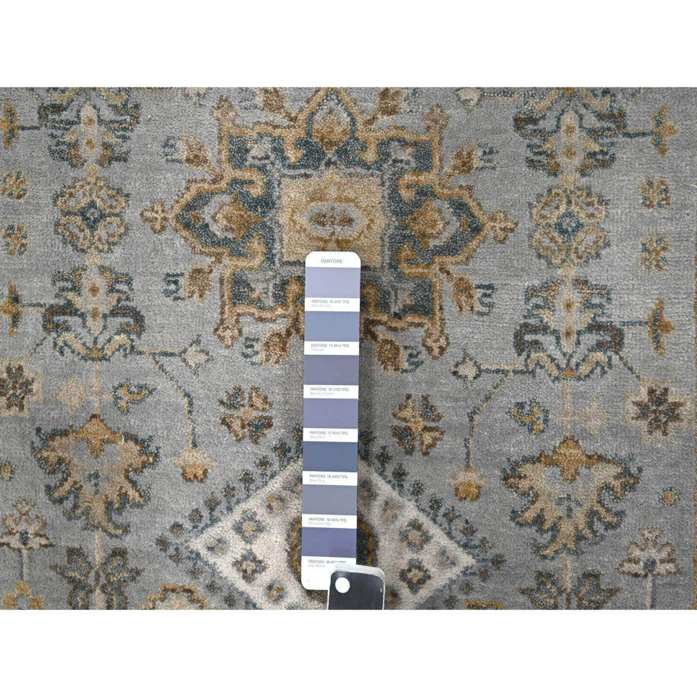 Medium Gray, Hand Knotted, Karajeh Design, Organic Wool, Rug, 3'1"x5'