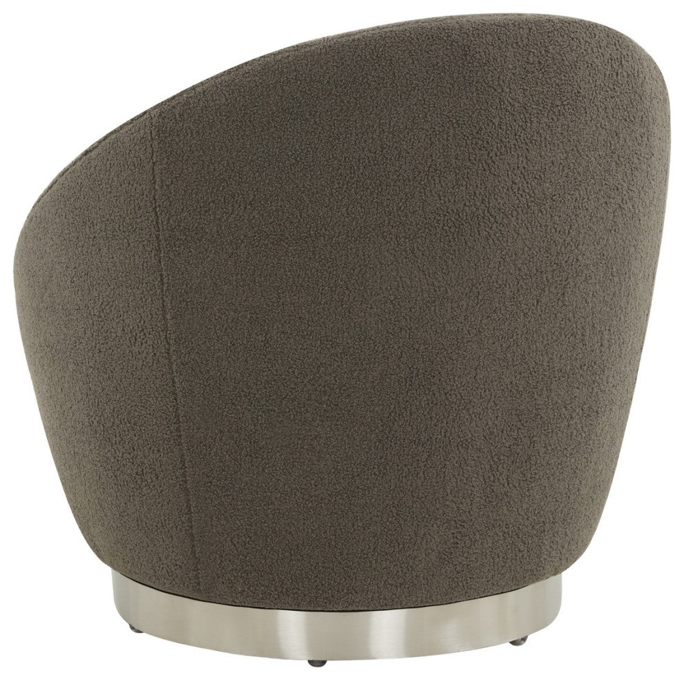 Safavieh Couture Pippa Faux Lamb Wool Swivel Chair, Dark Grey/Silver