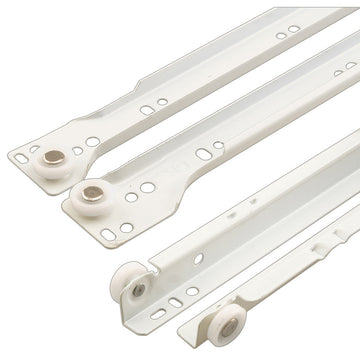 19-3/4" White Painted Steel Bottom-Mount Self-Closing Drawer Slides, 1-pair