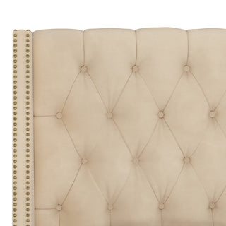 Williams Twin Nail Button Wingback Headboard, Velvet Pearl