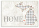 Michigan Gray Gingham & Floral Heart & Home Wall Plaque Art, 10"x15"