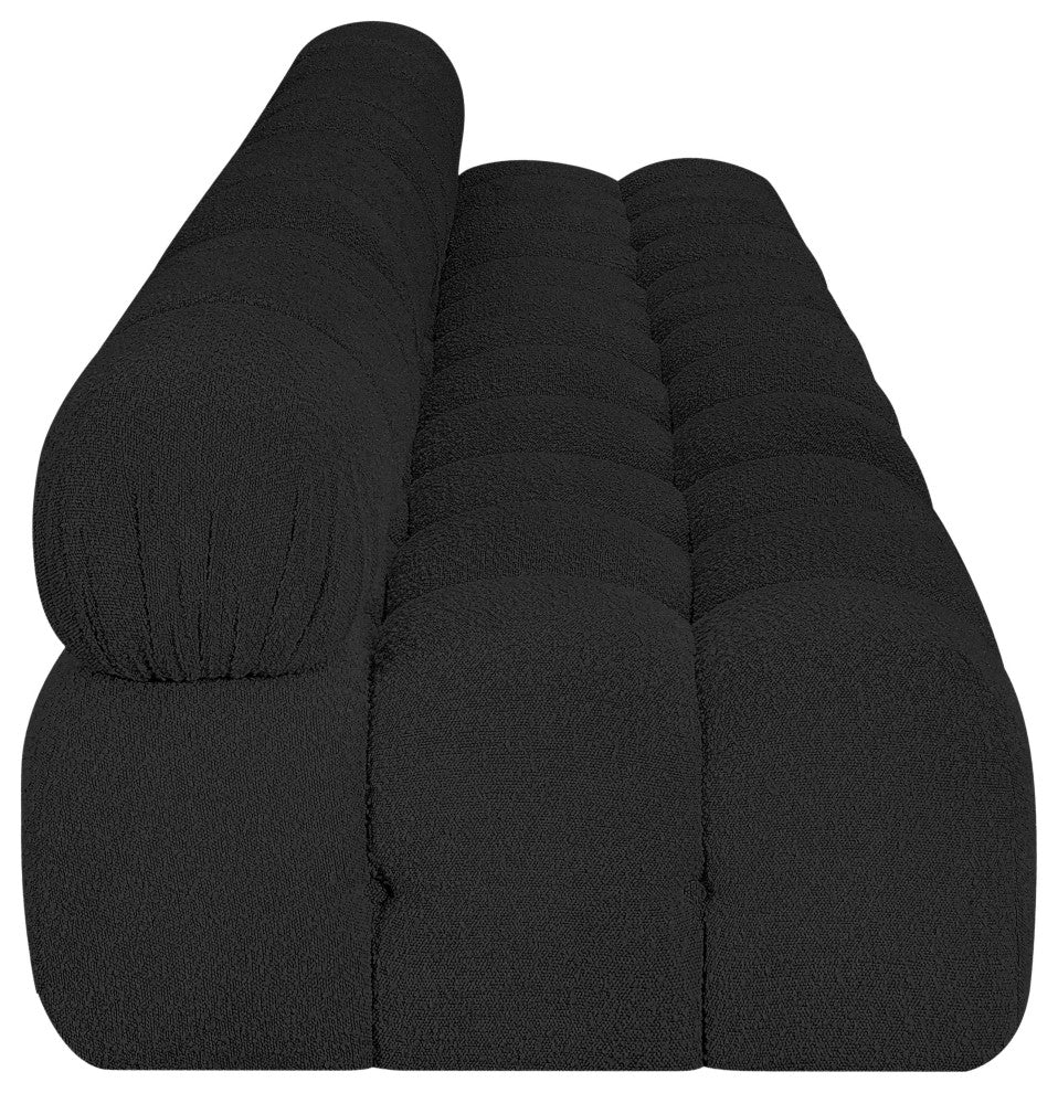 Ames Boucle Fabric Modular Sofa, Black, 4-Piece: 4 Armless Chair