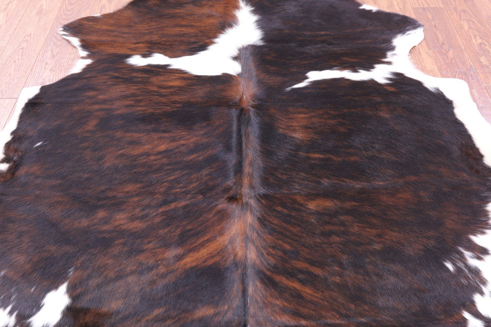 6' 3" X 5' 5" Tricolor Natural Cowhide Rug C1816