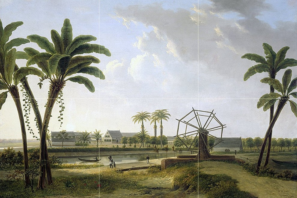 Tile Mural Kitchen Backsplash View of the Oasis of Palm Trees, Ceramic