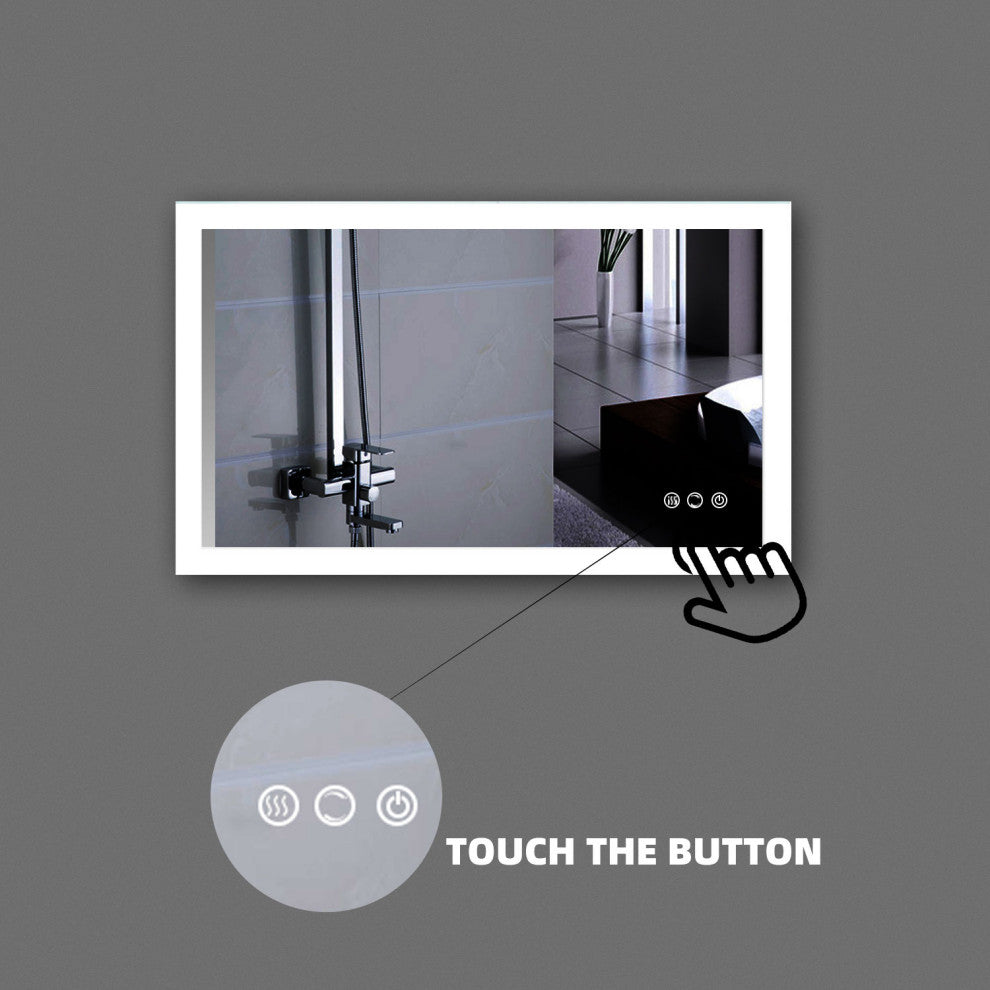 40x24 In. Smart Touch Backlit Dimmable Multi-Color Anti-Fog LED Vanity Mirror